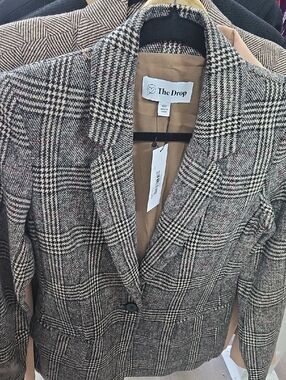 Women's Plaid Blazer Jacket in Brown/Black